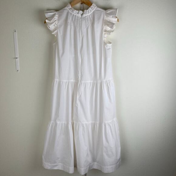 Sea Waverly Mini Dress Size 0 White Tier Flutter Sleeve Cotton Spring Summer - Picture 9 of 15